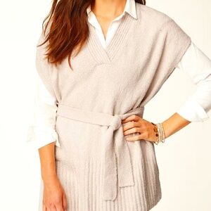 NWT J.JILL SIZE XL-3X RELAXED BELTED KNIT PONCHO STONE V NECK